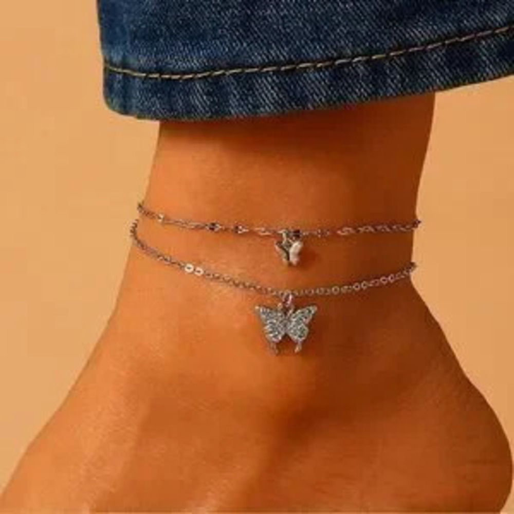 Beautiful Butterfly?Silver?Anklet